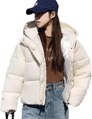 Women Pocket Parkas Zipper Cardigan Hooded Cotton-Padded Thickened Warm Snow Wear Coat Thermal Jacket