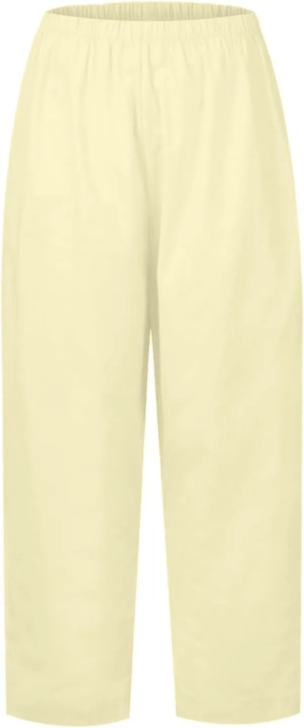 Womens Linen Casual Pants Winter Linen Business Capris with Pockets Wide Leg Straight Leg