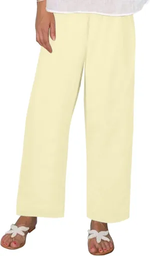 Womens Linen Casual Pants Winter Linen Business Capris with Pockets Wide Leg Straight Leg