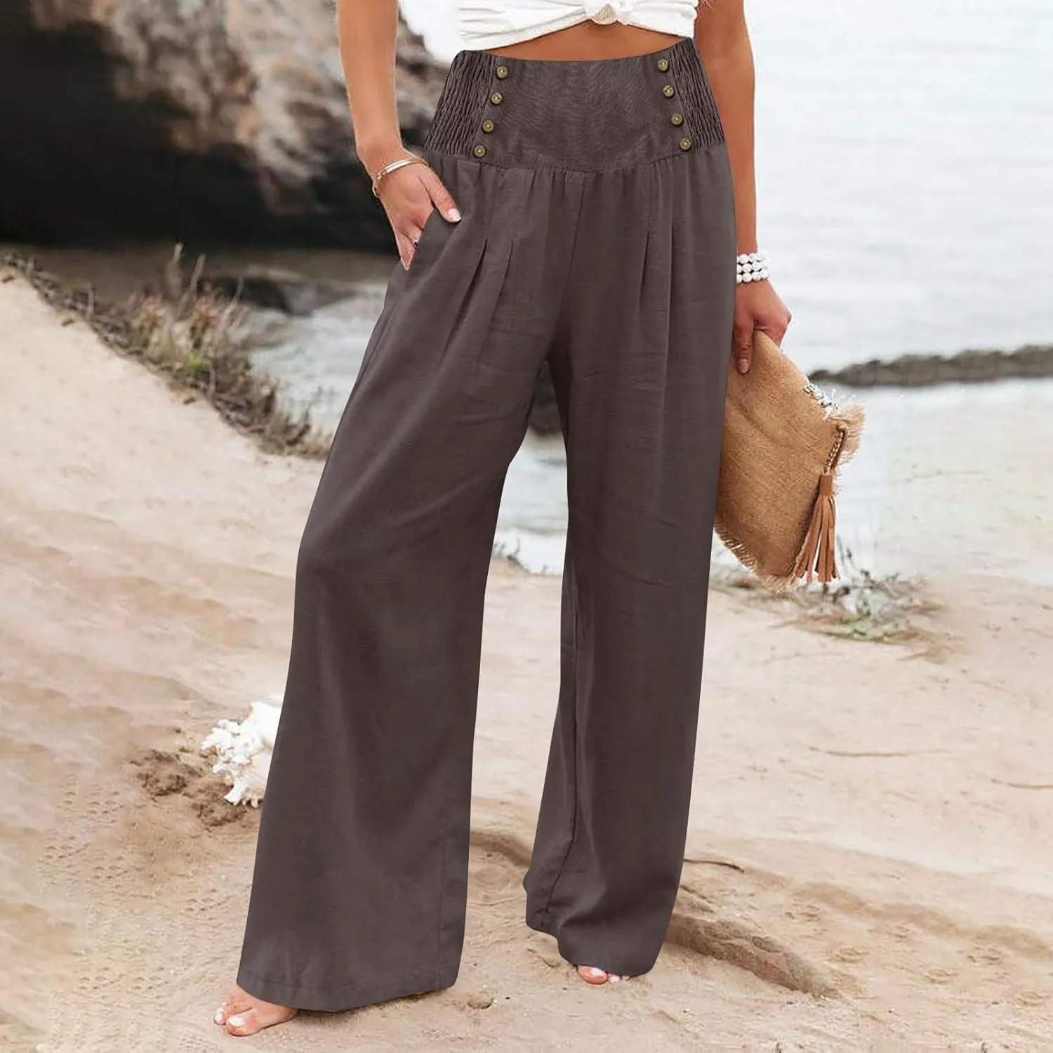 Women's Straight Leg Pants Winter flexie Hiking Thermal with Pockets Wide Leg Straight Leg