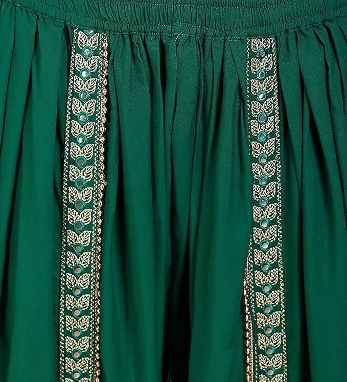 Women's Traditional Dhoti Harem Pants, Cream White with Gold Embellishments, Free Size 28-36