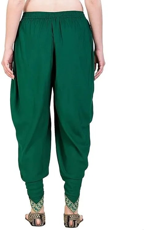 Women's Traditional Dhoti Harem Pants, Cream White with Gold Embellishments, Free Size 28-36