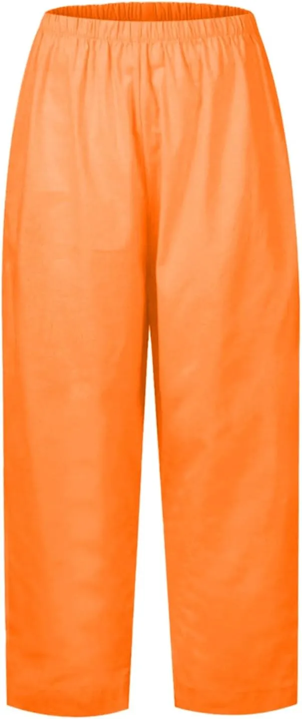 Womens Wide Leg Harem Pants Winter Lightweight Work Pants with Pockets Barrel Pants Fleece Lined