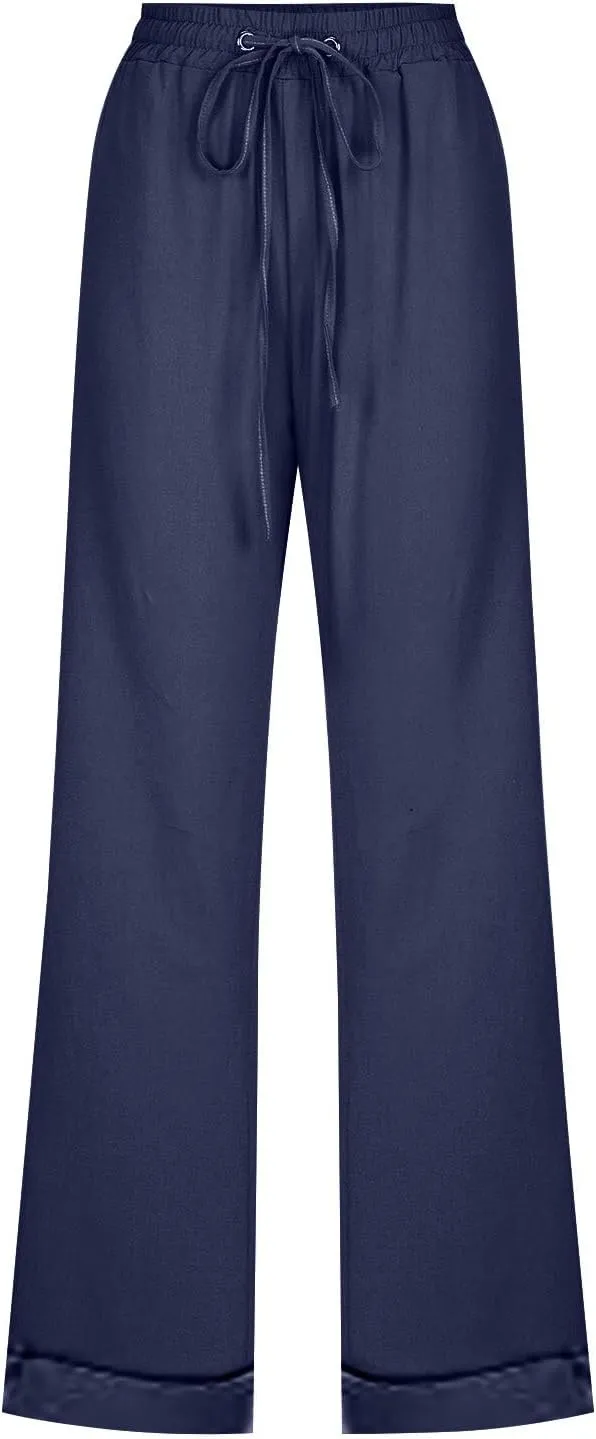 Womens Wide Leg Harem Pants Winter Nice Business Thermal with Pockets Fleece Lined Wide Leg