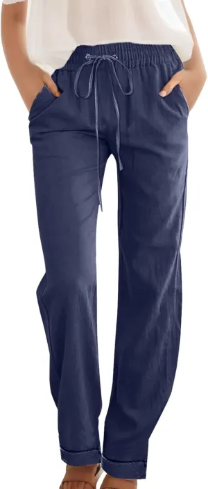 Womens Wide Leg Harem Pants Winter Nice Business Thermal with Pockets Fleece Lined Wide Leg