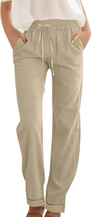 Womens Wide Leg Harem Pants Winter Nice Business Thermal with Pockets Fleece Lined Wide Leg
