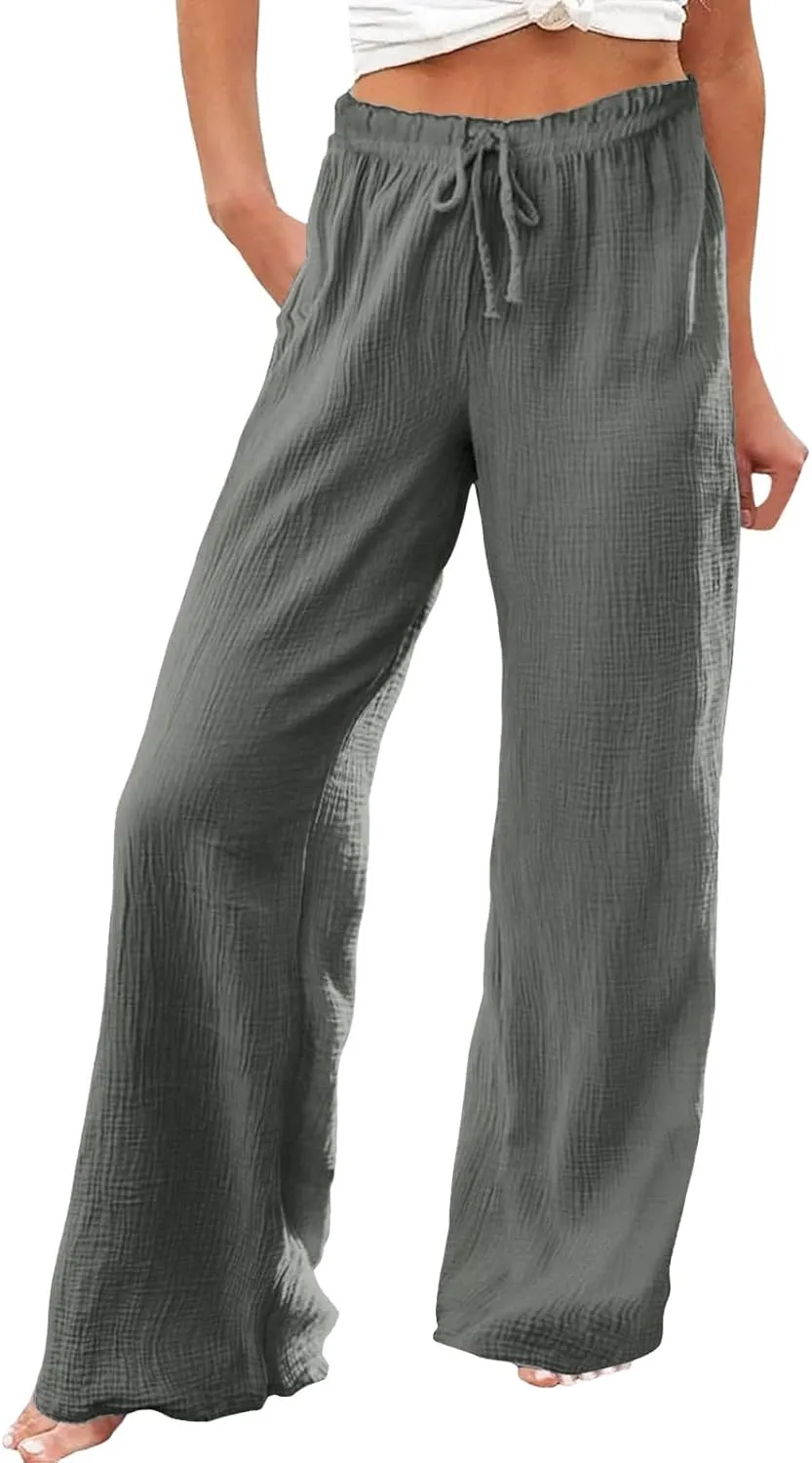 Womens Wide Leg Sweatpants Winter on Outfits Jegging with Pockets Solid Color Fleece Lined