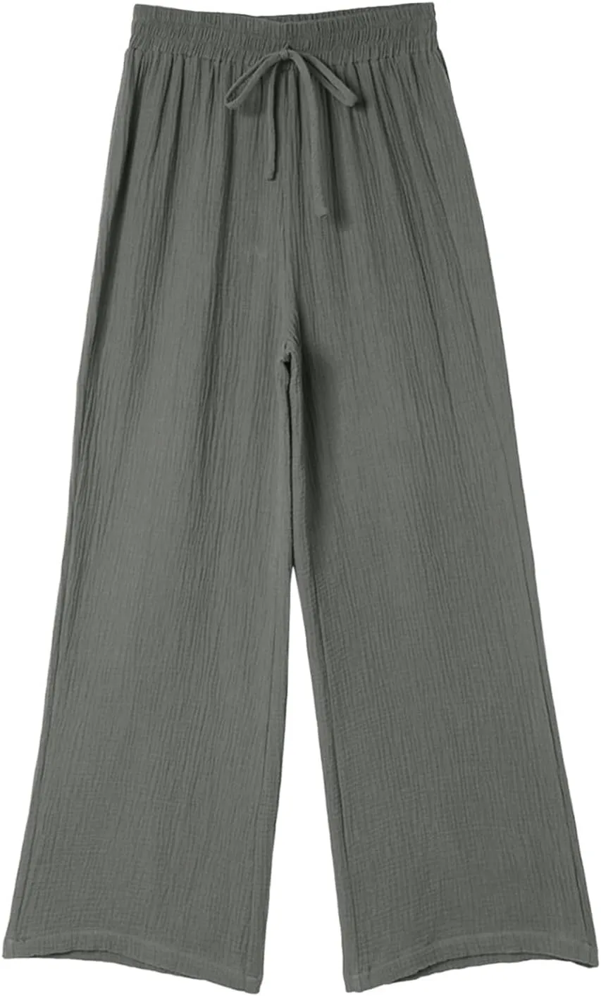 Womens Wide Leg Sweatpants Winter on Outfits Jegging with Pockets Solid Color Fleece Lined