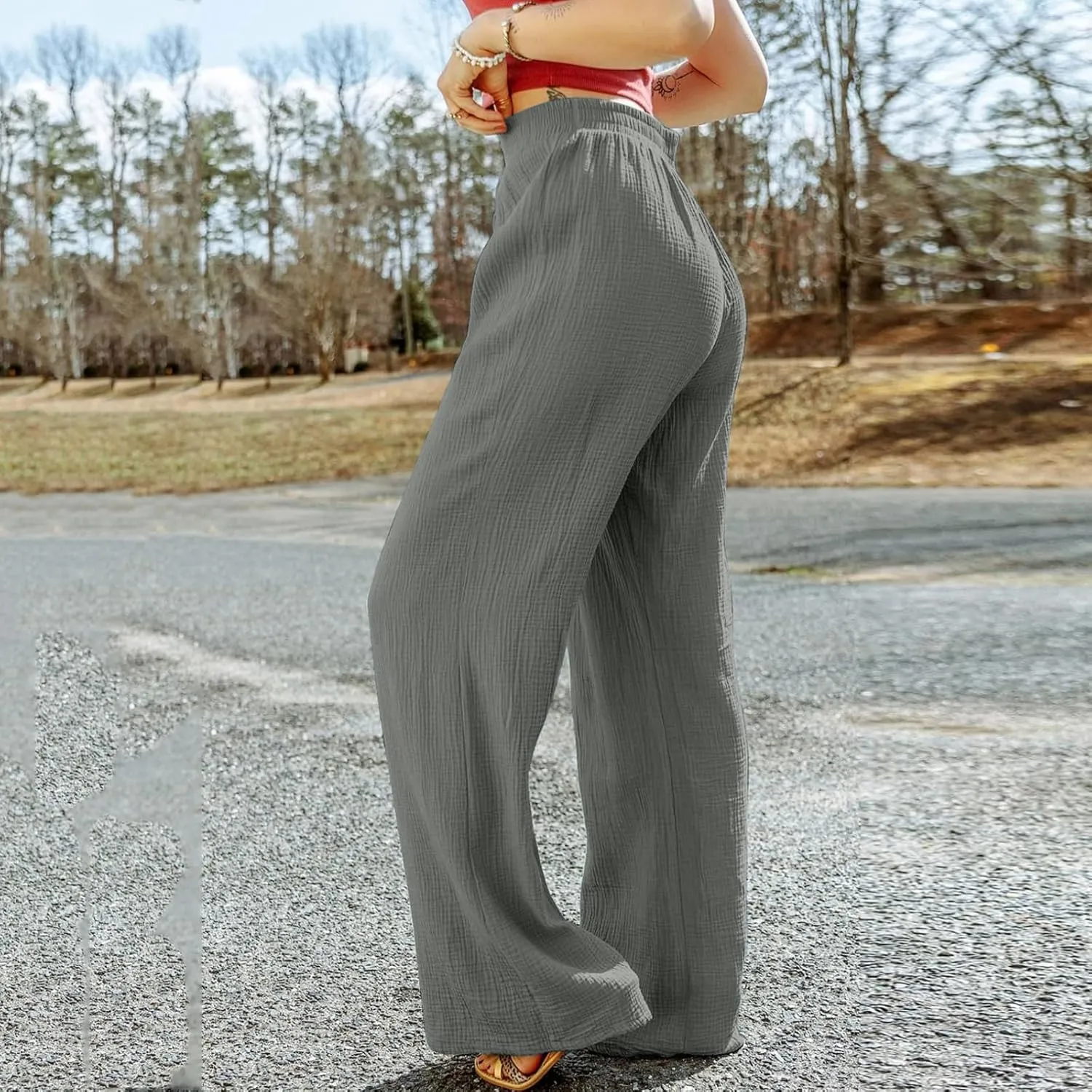 Womens Wide Leg Sweatpants Winter on Outfits Jegging with Pockets Solid Color Fleece Lined
