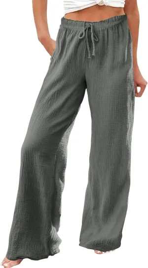 Womens Wide Leg Sweatpants Winter on Outfits Jegging with Pockets Solid Color Fleece Lined