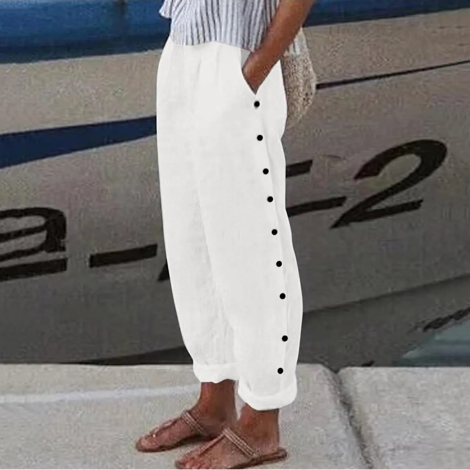 Womens Wide Leg Sweatpants Winter Opaque Beach Thermal with Pockets Barrel Pants Wide Leg